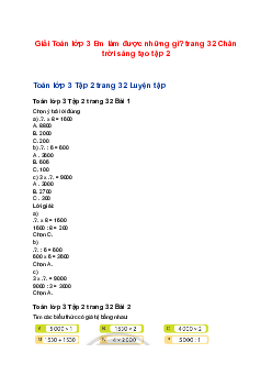 Giải Toán lớp 3 Em làm được những gì? trang 32 Chân trời sáng tạo tập 2