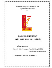 Vitamin | Tiểu luận môn Hóa sinh đại cương | Đại học Bách khoa hà nội