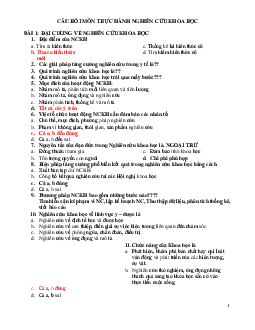 Câu hỏi trắc nghiệm môn thực hành nghiên cứu khoa học