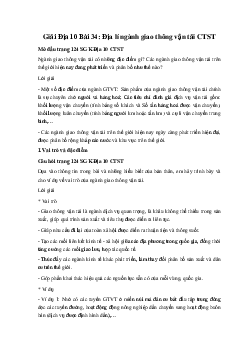 Giải Địa 10 Bài 34: Địa lí ngành giao thông vận tải CTST