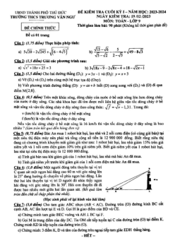 Đề cuối kỳ 1 Toán 9 năm 2023 – 2024 trường THCS Trương Văn Ngư – TP HCM