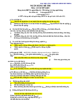 Đề cương 350 câu hỏi trắc nghiệm ôn tập môn Cơ sở dữ liệu có đáp án