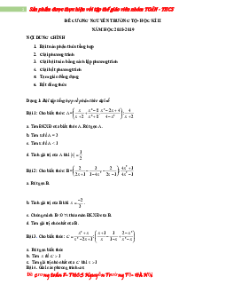 Đề cương Toán 8 HK2 năm 2018 – 2019 trường THCS Nguyễn Trường Tộ – Hà Nội