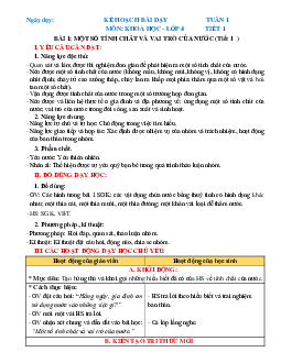 Giáo án Khoa học lớp 4 Tuần 1 | Chân trời sáng tạo