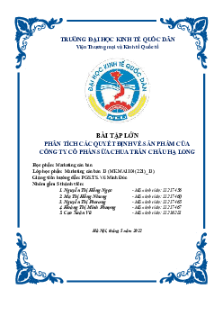 Báo cáo thảo luận bài tập lớn môn Marketing căn bản về đề tài "Sữa chua trân châu Hạ Long"