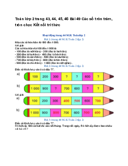 Toán lớp 2 trang 43, 44, 45, 46 Bài 49 Các số tròn trăm, tròn chục | Kết nối tri thức