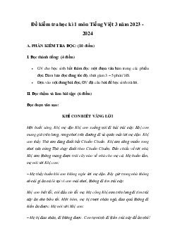 Đề thi học kì 1 môn Tiếng Việt lớp 3 năm 2023 - 2024 (Đề 3) | Cánh diều