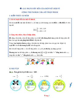 Bài tập toán 7 giá trị tuyệt đối của một số hữu tỉ ( có lời giải chi tiết )