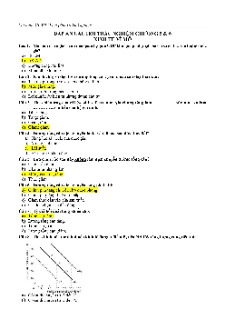 Câu hỏi trắc nghiệm Chương 5, 6: Mô hình AS - AD/ Lạm phát và thất nghiệp (có đáp án)