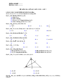 Đề thi giữa học kì 1 môn Toán 7 năm 2023 - 2024 sách KNTT - Đề 4