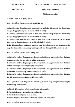 Đề thi học kì 2 môn Hoạt động trải nghiệm hướng nghiệp 8 sách Cánh diều