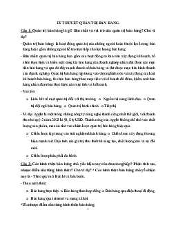 Lý thuyết quản trị bán hàng