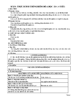 Giáo án chuyên đề Hóa học 10 sách Chân trời sáng tạo đề 9