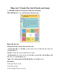 Tiếng Anh 7 Friends Plus Unit 8 Puzzles and Games