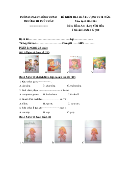 Đề thi học kỳ 2 môn Tiếng Anh lớp 5 thí điểm trường tiểu học Phú Châu, Thái Bình năm 2012-2013