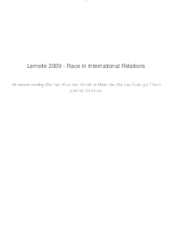 Lemelle 2009 - Race in International Relations | Advance reading | Đại học Khoa học Xã hội và Nhân văn, Đại học Quốc gia Thành phố HCM