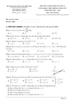 Đề tuyển sinh lớp 10 THPT môn Toán (chung) năm 2022 – 2023 sở GD&ĐT Bến Tre
