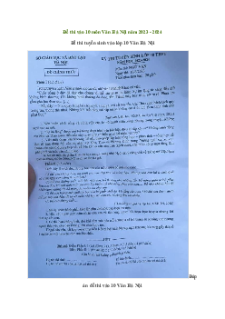 Đề thi vào 10 môn Ngữ văn năm 2023 - 2024 sở GD&ĐT Hà Nội
