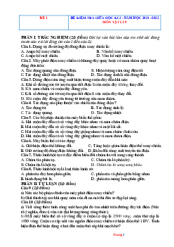 TOP 6 Đề kiểm tra giữa học kỳ 2 năm 2021-2022 môn vật lí 9 (có lời giải)