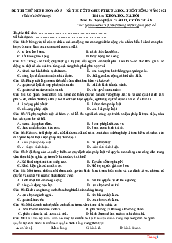 Đề thi thử tốt nghiệp 2021 GDCD chuẩn cấu trúc đề minh họa (có đáp án)- Đề 5
