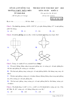 Đề thi HK2 Toán 11 năm 2017 – 2018 trường THPT Trấn Biên – Đồng Nai