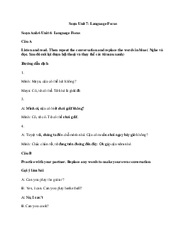Tiếng Anh 6 Unit 7: Language Focus | Explorer English
