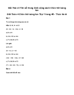 Giải Toán lớp 4 Bài 19: Tìm số trung bình cộng | chân trời sáng tạo