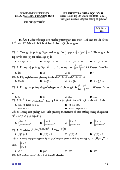 Đề thi giữa học kỳ 2 Toán 10 năm 2023 – 2024 trường THPT Thanh Miện 2 – Hải Dương
