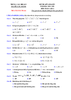 Đề thi giữa học kì 1 Toán 8 năm 2020 – 2021 trường Nguyễn Tất Thành – Hà Nội