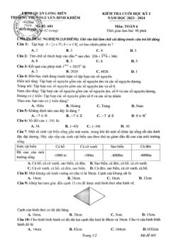 Đề cuối học kỳ 1 Toán 6 năm 2023 – 2024 trường THCS Nguyễn Bỉnh Khiêm – Hà Nội