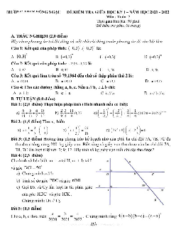 Đề thi giữa học kỳ 1 Toán 7 năm 2021 – 2022 trường THCS Đông Ngạc – Hà Nội