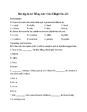 Bài tập ôn hè Tiếng Anh 7 lên 8 Right On số 1