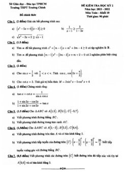 Đề kiểm tra cuối kỳ 2 Toán 10 năm 2021 – 2022 trường THPT Trường Chinh – TP HCM