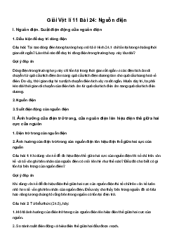Vật lí 11 Bài 24: Nguồn điện sách Kết Nối Tri Thức
