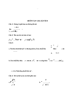 Đề ôn giữa kỳ số 2 - Giải Tích | Trường Đại học CNTT Thành Phố Hồ Chí Minh