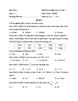 Đề thi giữa học kì 2 lớp 4 môn Toán Kết nối tri thức - Đề số 6