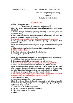 Đề thi học kì 1 môn Hoạt động trải nghiệm hướng nghiệp 7 năm 2023 - 2024 sách Chân trời sáng tạo - Đề 2