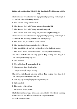 Trắc nghiệm Hóa học 10 bài 20: Bài thực hành số 1: Phản ứng oxi hóa khử