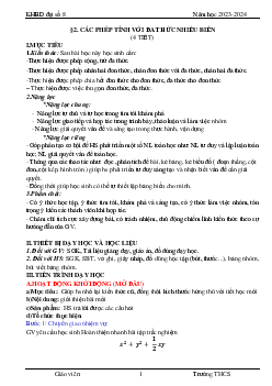 Giáo án Toán 8 Chương 1 Bài 2: Các phép tính với đa thức nhiều biến | Cánh diều