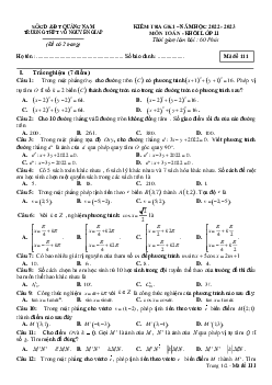 Đề giữa kì 1 Toán 11 năm 2022 – 2023 trường chuyên Vị Thanh – Hậu Giang