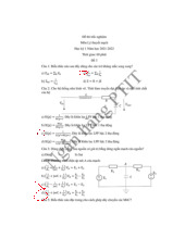 Đề thi giữa kỳ môn Lý thuyết mạch điện tử | Học viện Công Nghệ Bưu Chính Viễn Thông