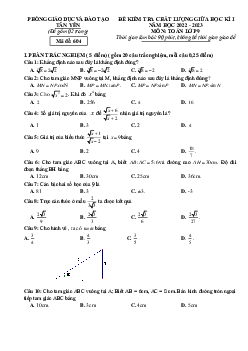 Đề giữa học kì 1 Toán 9 năm 2022 – 2023 phòng GD&ĐT Tân Yên – Bắc Giang
