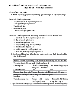 Đề cương ôn tập môn Nghiên cứu Marketing | Trường Đại học Kinh tế và Quản trị Kinh doanh, Đại học Thái Nguyên