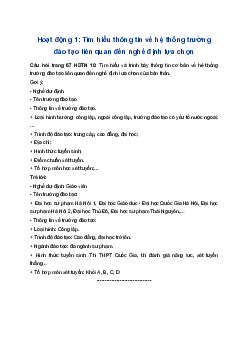 Giải Hoạt động trải nghiệm 10 Cánh diều: Hoạt động 1 chủ đề 8