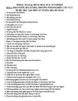 Đề cương ôn tập Tư tưởng Hồ Chí Minh ( có đáp án) / Đại học nội vụ Hà Nội