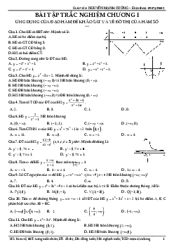 Bài tập trắc nghiệm ứng dụng của đạo hàm để khảo sát và vẽ đồ thị hàm số – Nguyễn Mạnh Cường