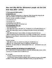 Vietnam War Victory Analysis: Final Exam Notes | Môn Vietnamese History and Culture - Trường Đại học Quốc tế, Đại học Quốc gia Thành phố Hồ Chí Minh