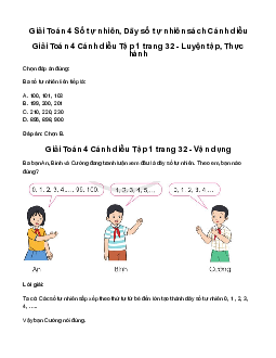 Giải Toán lớp 4 Bài 12: Số tự nhiên. Dãy số tự nhiên | Cánh diều