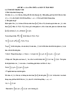 Chuyên đề trắc nghiệm các công thức cơ bản về tích phân Toán 12