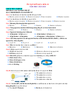 TOP 100 câu trắc nghiệm ôn tập Hóa 10 giữa học kỳ 1